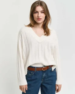 GANT - WIDE RIBBED WOOL V-NECK