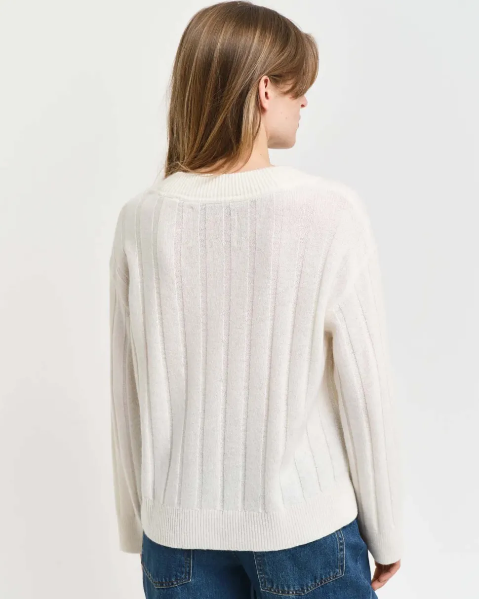 GANT - WIDE RIBBED WOOL V-NECK