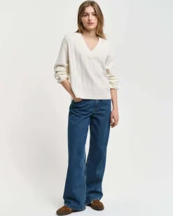 GANT - WIDE RIBBED WOOL V-NECK