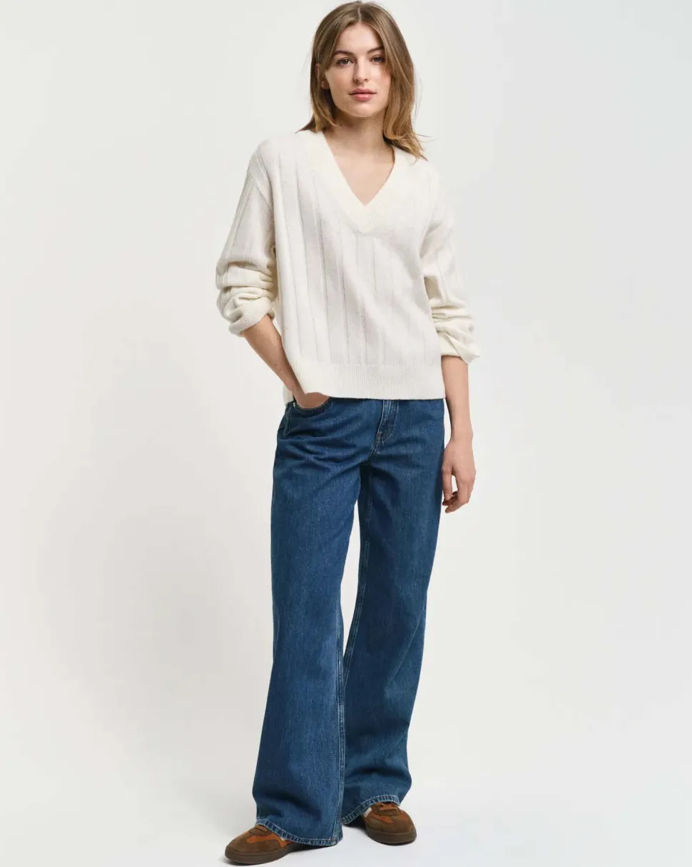GANT - WIDE RIBBED WOOL V-NECK
