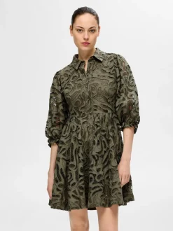 SELECTED FEMME - SLF ALLIA 3/4 SHORT SHIRT BRODERI DRESS