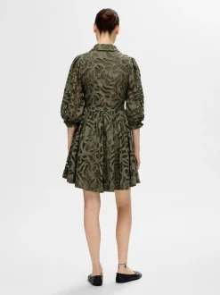 SELECTED FEMME - SLF ALLIA 3/4 SHORT SHIRT BRODERI DRESS