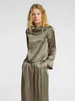 SELECTED FEMME- SLF SELENE LS DRAPED NECKLINE TOP