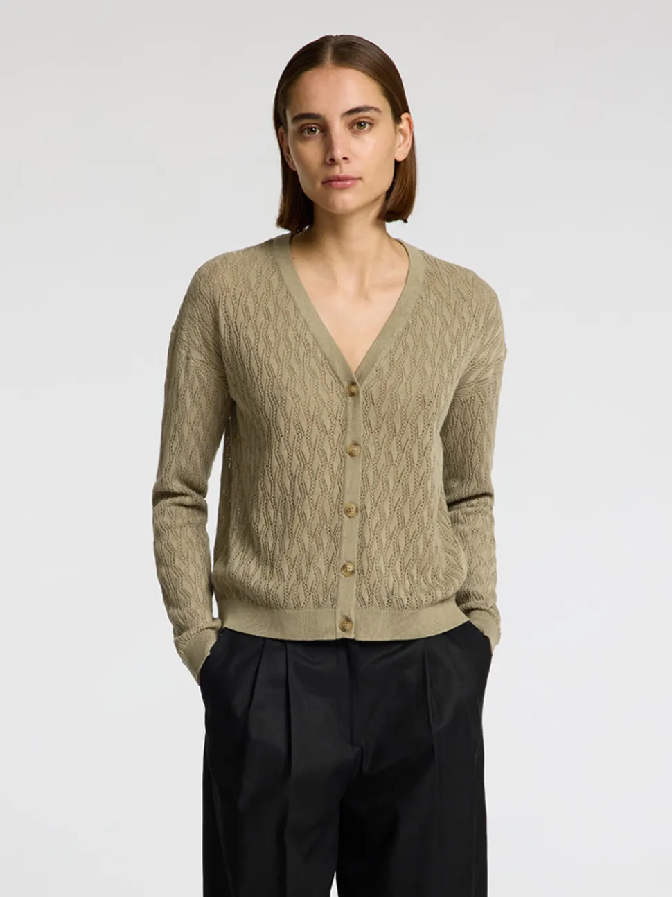 - SLF AGNY LS KNIT STRUCTURE CARDIGAN